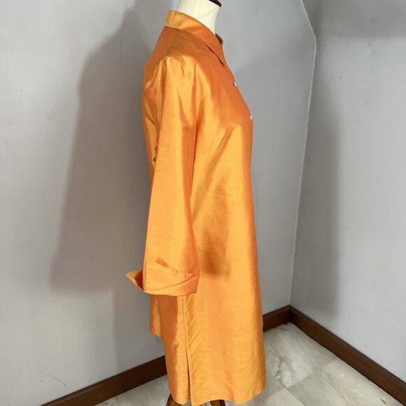 Vintage Silk Orange Womens Long Evening Jacket Large Dressy Lightweight Taffeta - Picture 4 of 15